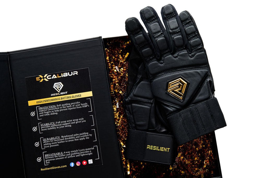 Excalibur Fastpitch Batting gloves - Black and Gold - Resilient SFBL