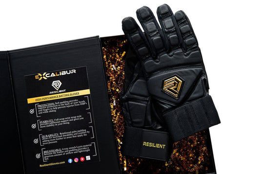 Excalibur Fastpitch Batting gloves - Black and Gold - Resilient SFBL