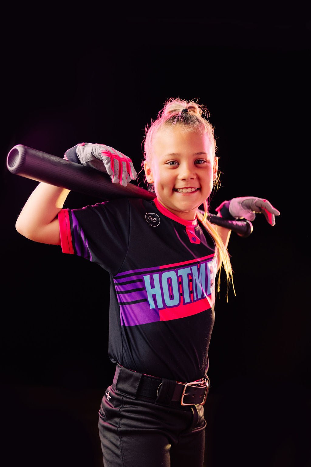 Youth Fastpitch Batting Gloves - Grey and Hot Pink - Resilient SFBL