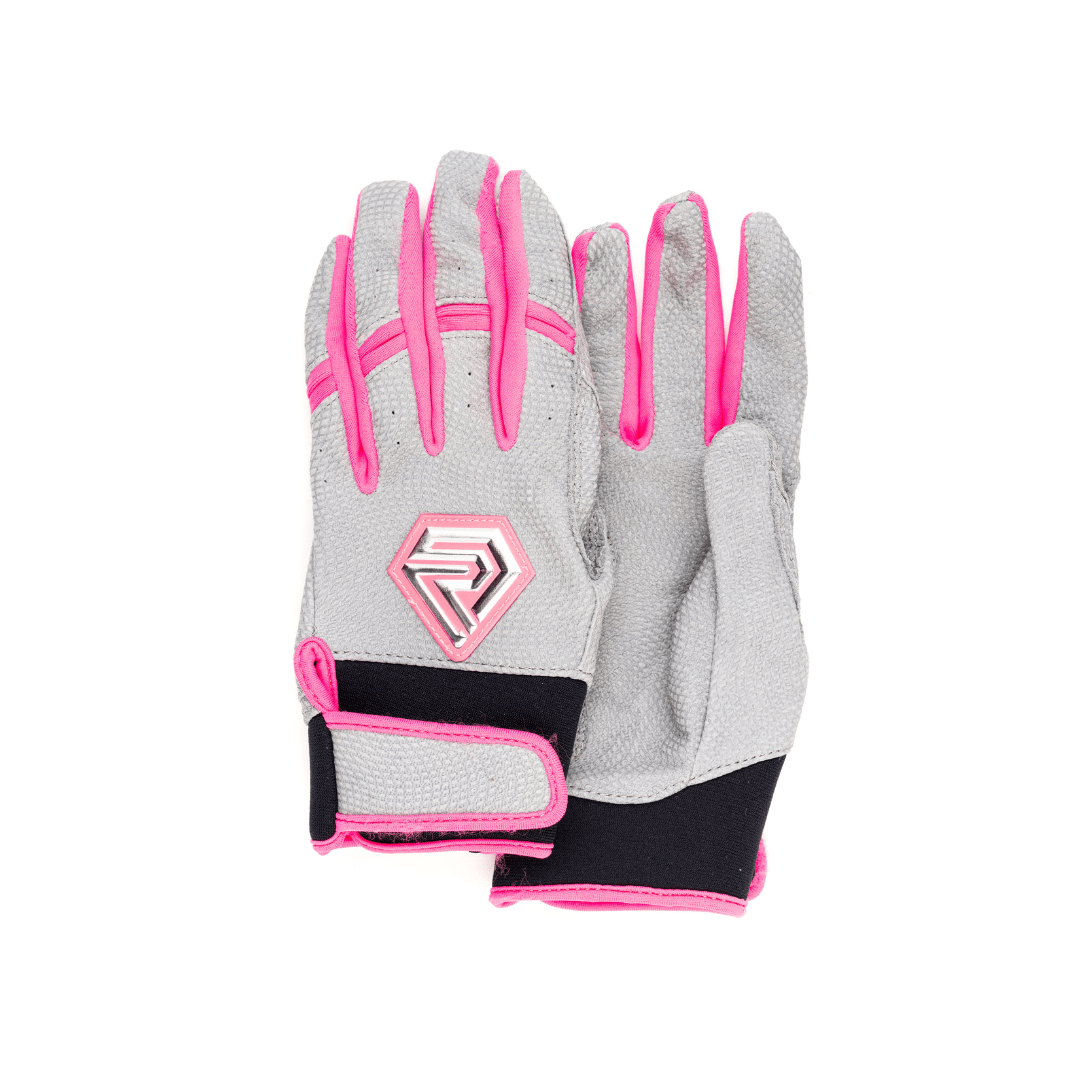 Youth Fastpitch Batting Gloves - Grey and Hot Pink - Resilient SFBL