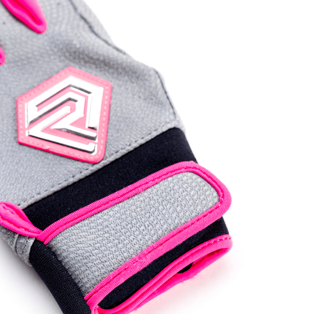 Youth Fastpitch Batting Gloves - Grey and Hot Pink - Resilient SFBL